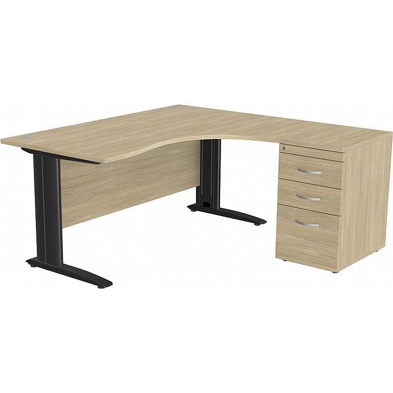 SmartLine Ergonomic Radial Cable Managed Office Desks with Desk End Drawers - Office Desks