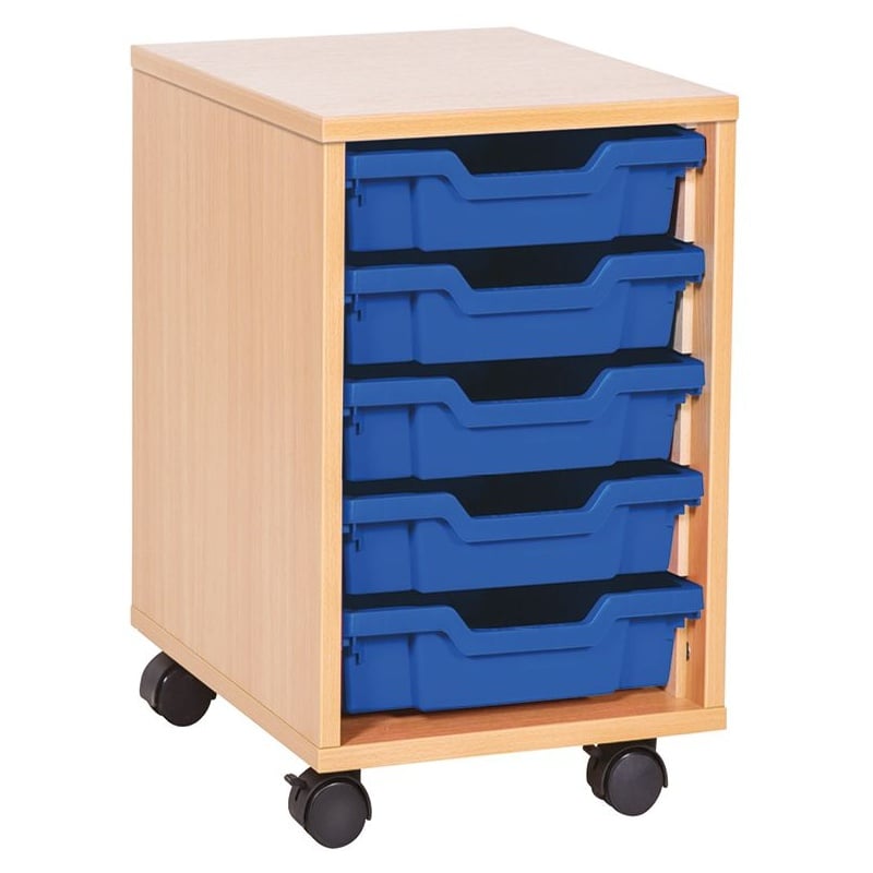 EduStore Single Column 5 Shallow Tray Storage - School Furniture