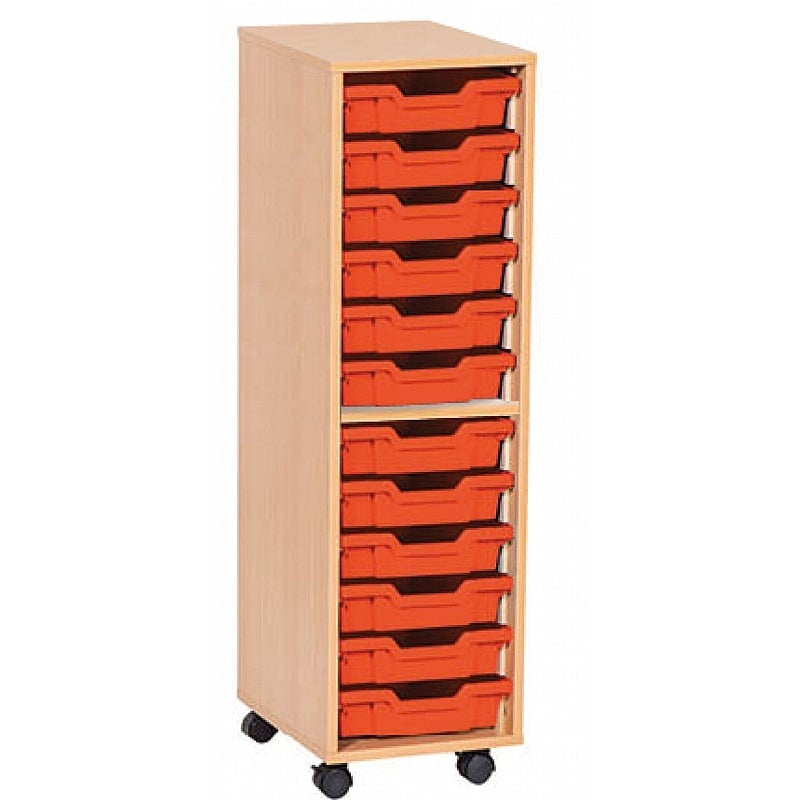 EduStore Single Column 12 Shallow Tray Storage - School Furniture