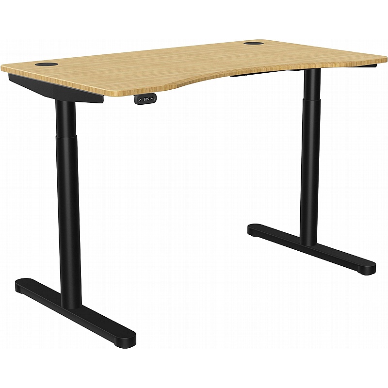 SmartLine Flow Bamboo Curve Sit Stand Office Desks - Office Desks