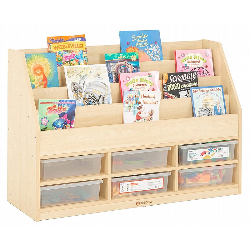 Bright Beginnings Single Sided Nursery and Library Bookcase and Tray Storage - School Furniture