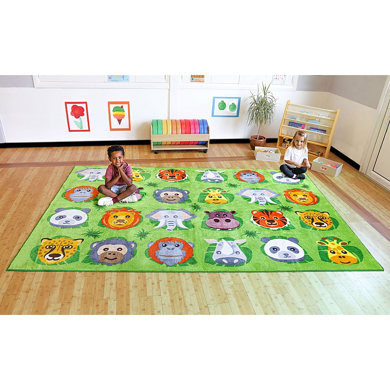 Zoo Conservation Rectangular Placement Carpet - School Furniture