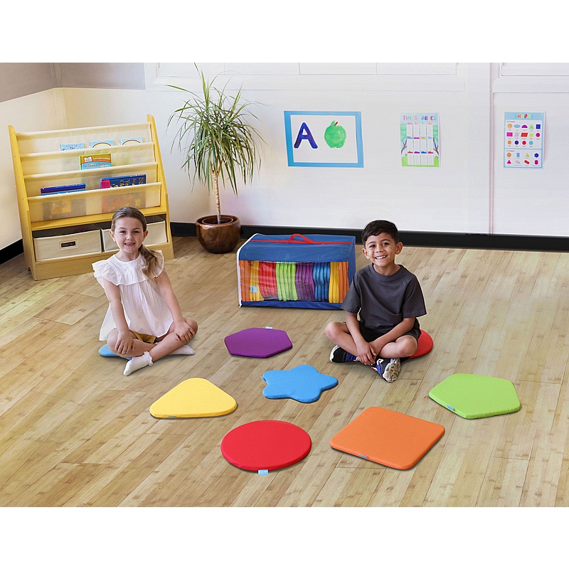 Rainbow Geometric Shaped Mats Set of 32 with Holdall - School Furniture