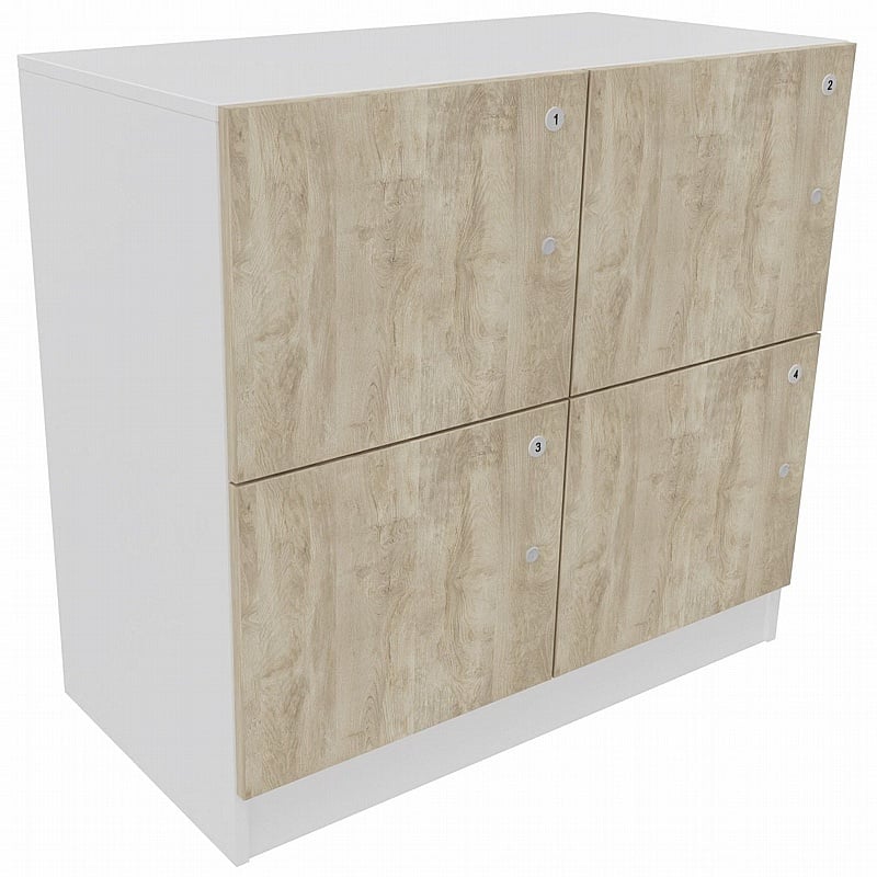 Unified Duo 4 Person Wooden Office Lockers - Office Storage