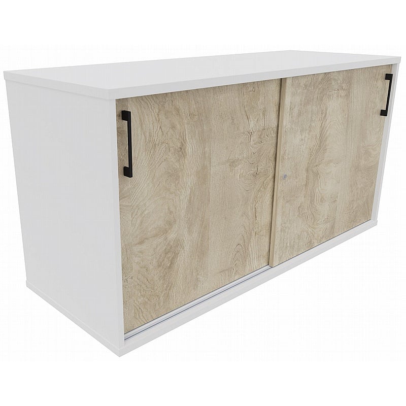 Unified Duo Desk High Sliding Door Credenza Storage Unit - Office Storage