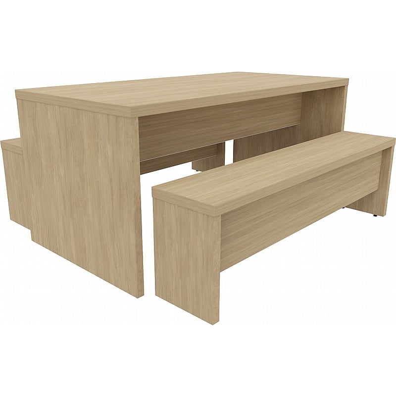 Respite Panel End Dining Table and Bench Set - Breakout & Canteen