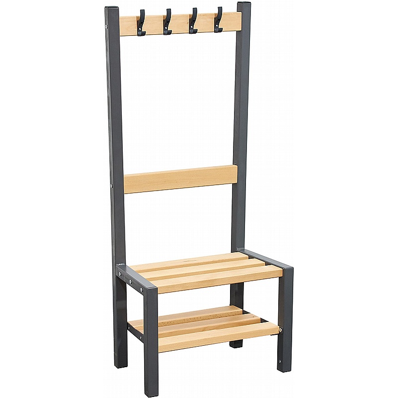 Veste Premium Single Sided Changing and Cloakroom Bench Seats with Hooks and Shoe Rack - School Furniture