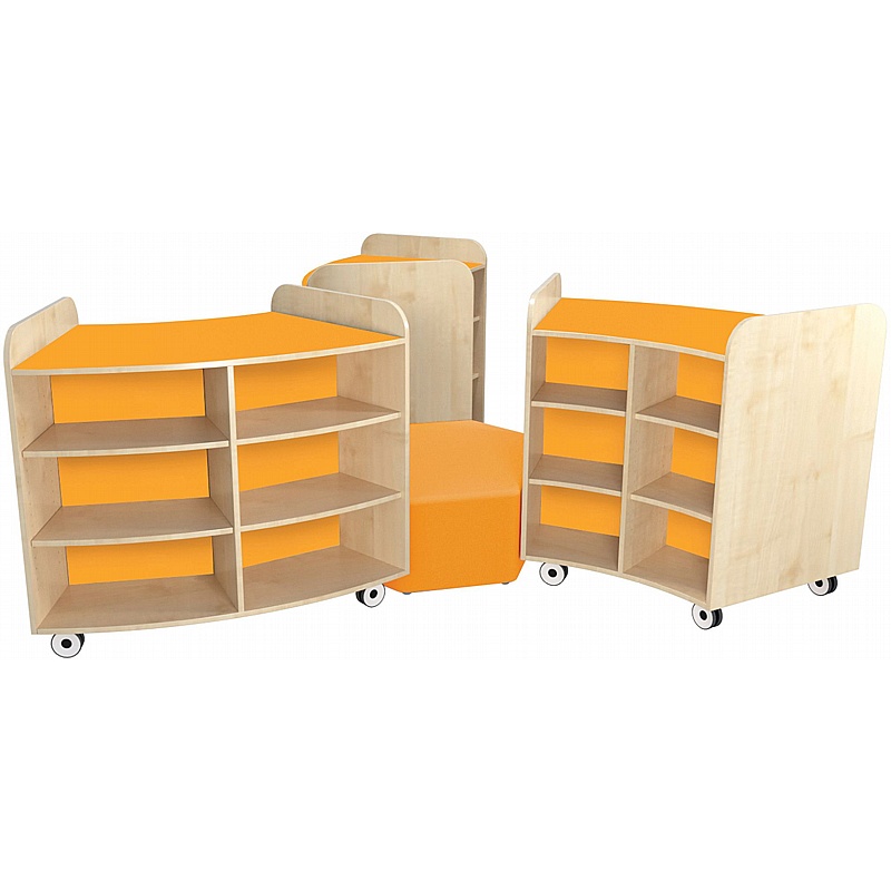 KubbyClass Grand Mobile Library Bookcases Island with Centre Seat Bundle - School Furniture