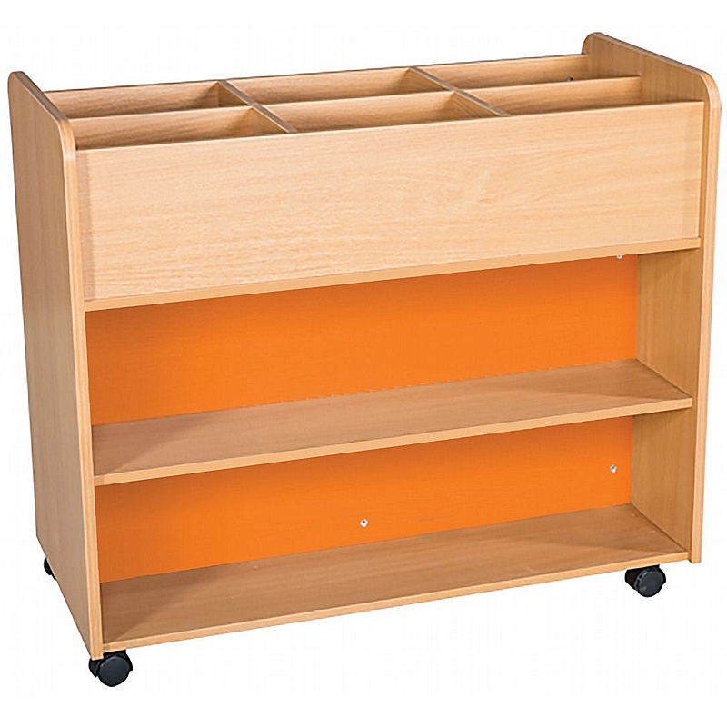 KubbyClass Mobile Library Double Sided Bookcase with Top Storage - School Furniture