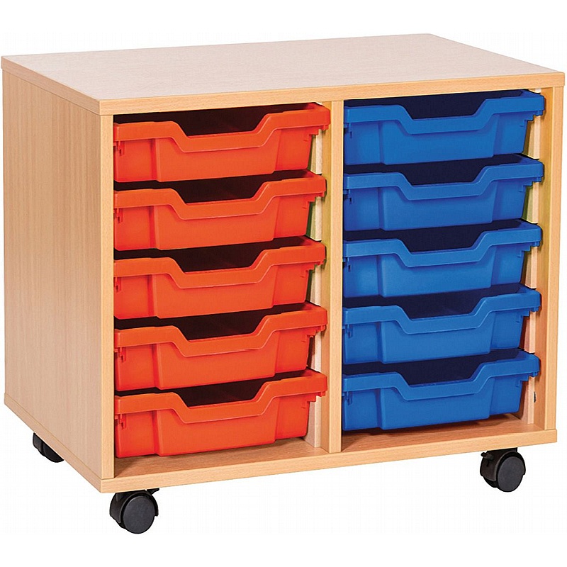 EduStore Double Column 10 Shallow Tray Storage - School Furniture