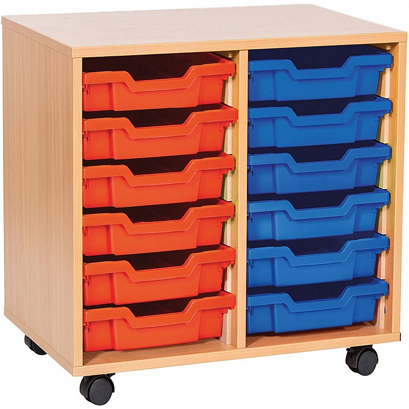 EduStore Double Column 12 Shallow Tray Storage - School Furniture