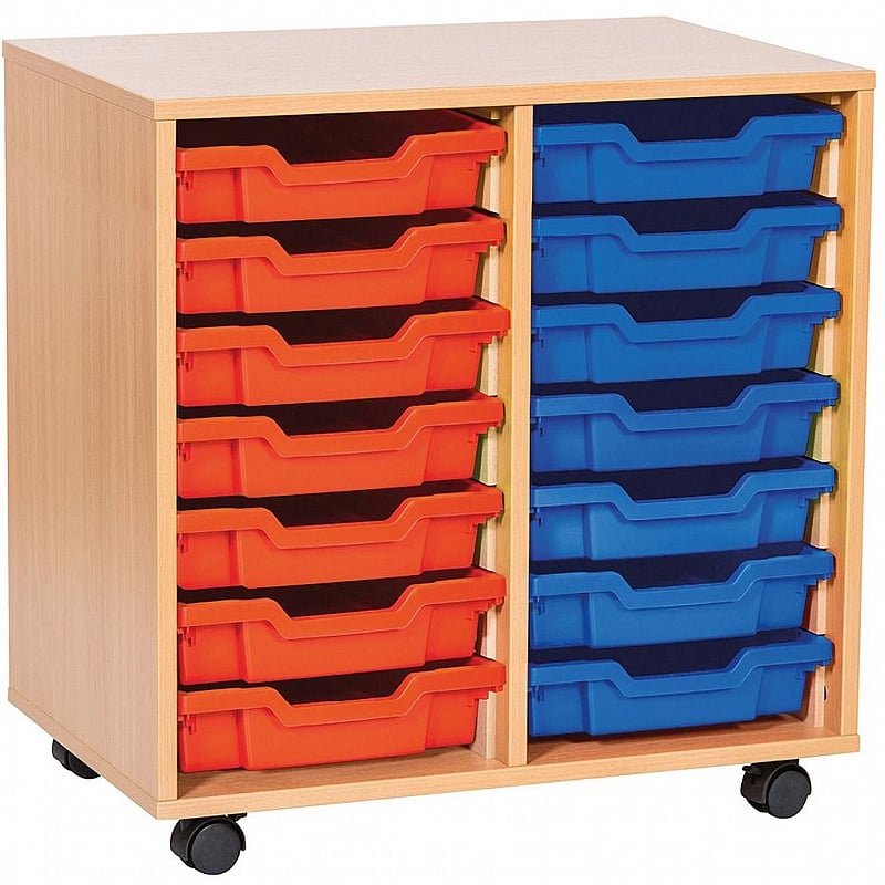 EduStore Double Column 14 Shallow Tray Storage - School Furniture