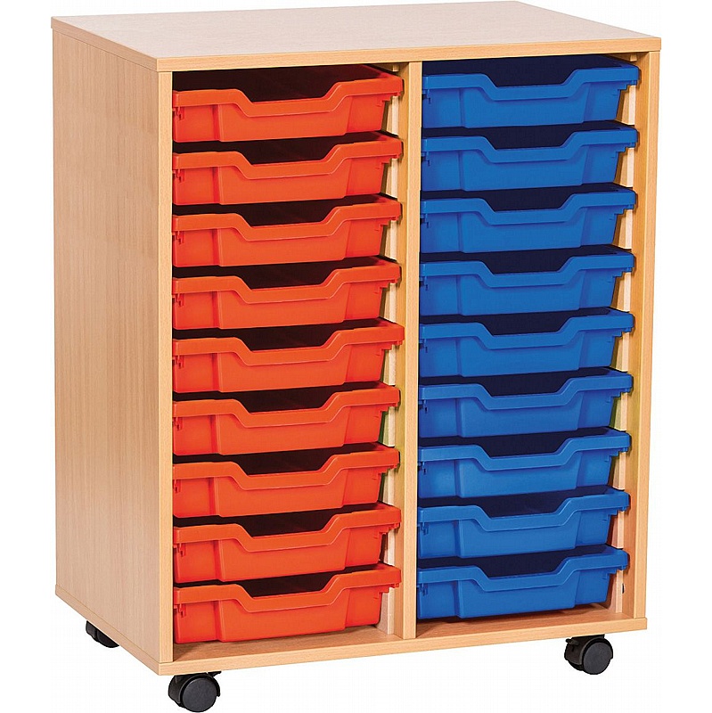 EduStore Double Column 18 Shallow Tray Storage - School Furniture