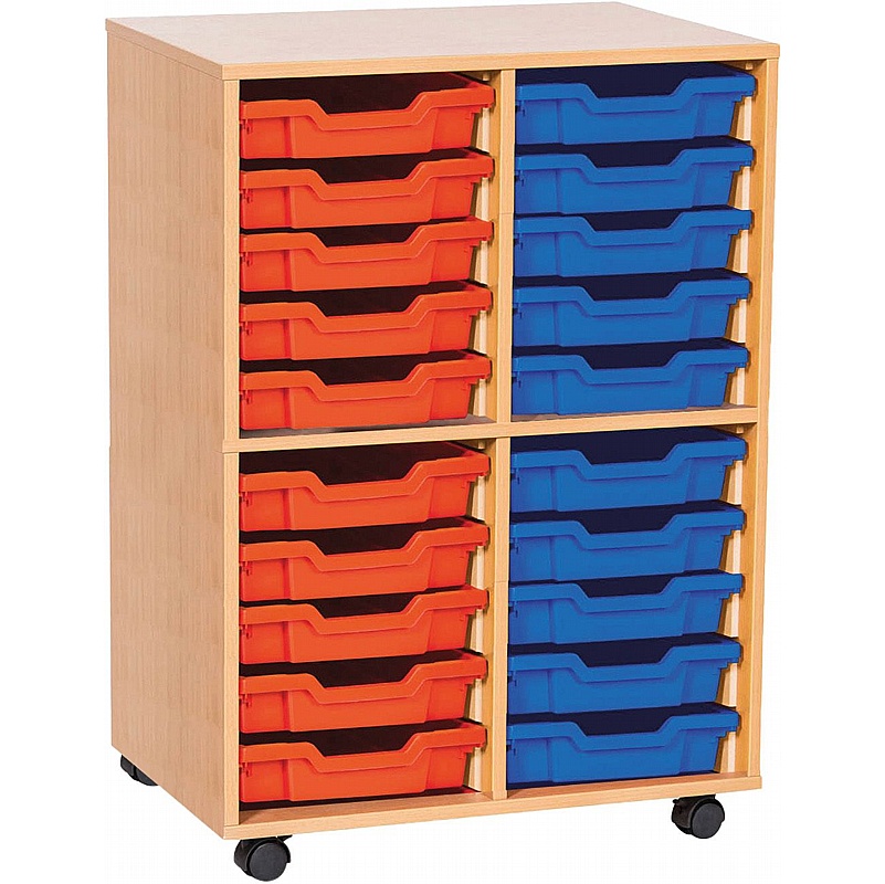 EduStore Double Column 20 Shallow Tray Storage - School Furniture