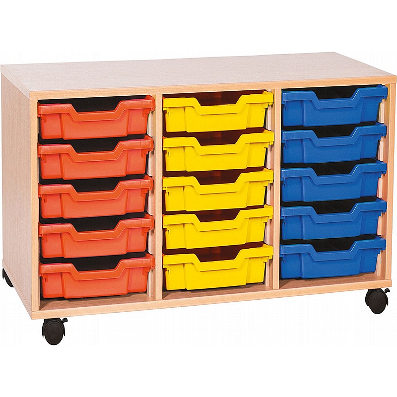 EduStore Triple Column 15 Shallow Tray Storage - School Furniture