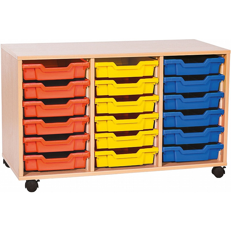 EduStore Triple Column 18 Shallow Tray Storage - School Furniture