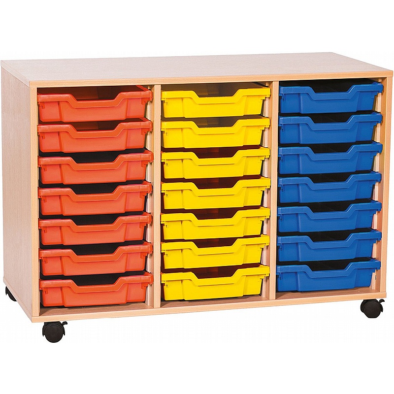 EduStore Triple Column 21 Shallow Tray Storage - School Furniture