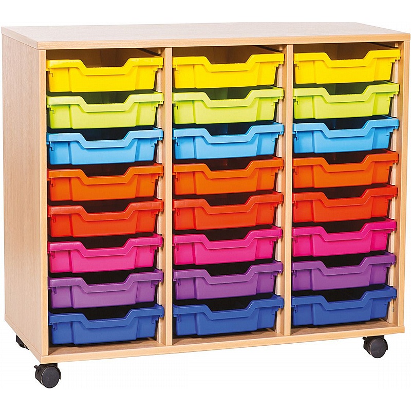 EduStore Triple Column 24 Shallow Tray Storage - School Furniture