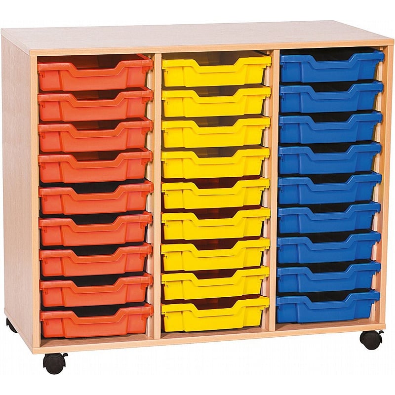 EduStore Triple Column 27 Shallow Tray Storage - School Furniture