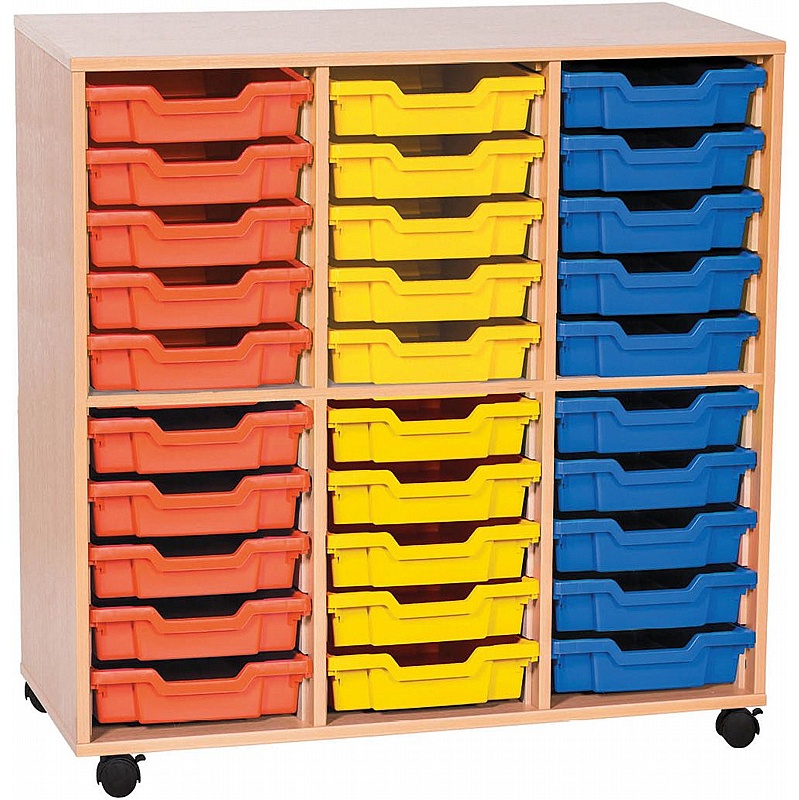 EduStore Triple Column 30 Shallow Tray Storage - School Furniture