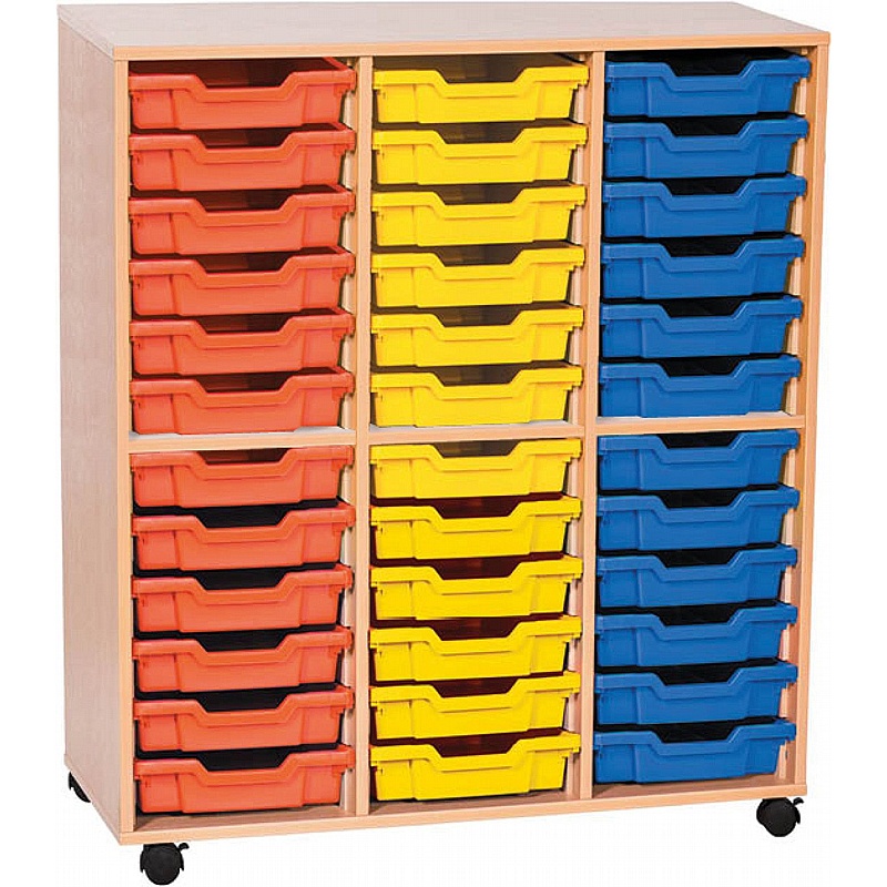 EduStore Triple Column 36 Shallow Tray Storage - School Furniture