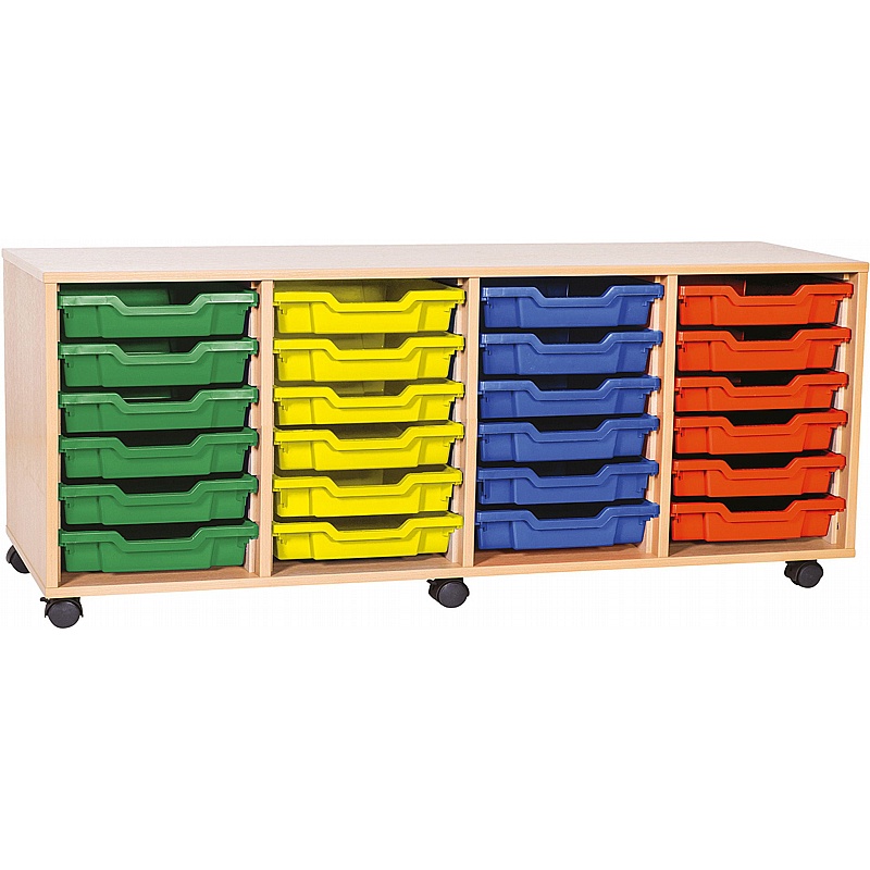 EduStore Quad Column 24 Shallow Tray Storage - School Furniture