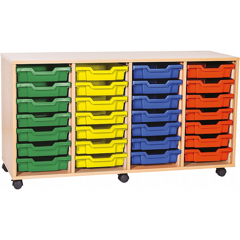 EduStore Quad Column 28 Shallow Tray Storage - School Furniture