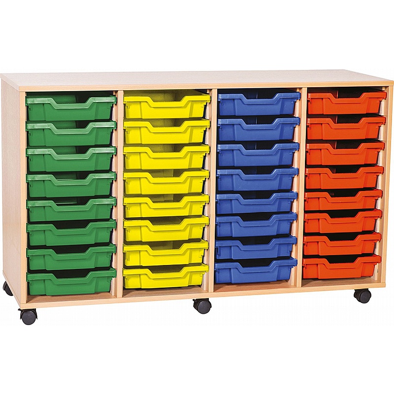 EduStore Quad Column 32 Shallow Tray Storage - School Furniture