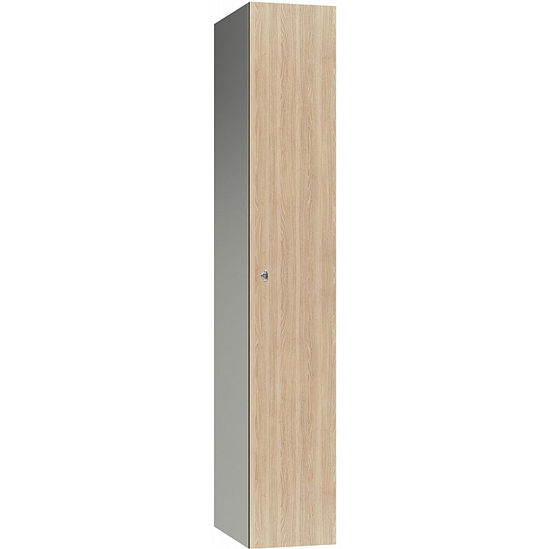 Pure Leisure Wet Area SGL Wood Effect Door Aluminium Lockers with Hasp and Staple Lock - Office Storage