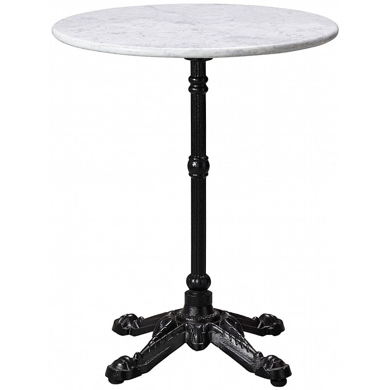 Bistro Round Solid Marble Breakout and Cafe Tables with Black Base - Breakout & Canteen