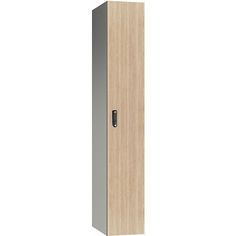 Pure Leisure Wet Area SGL Wood Effect Door Aluminium Lockers with Digital Combination Lock - Office Storage