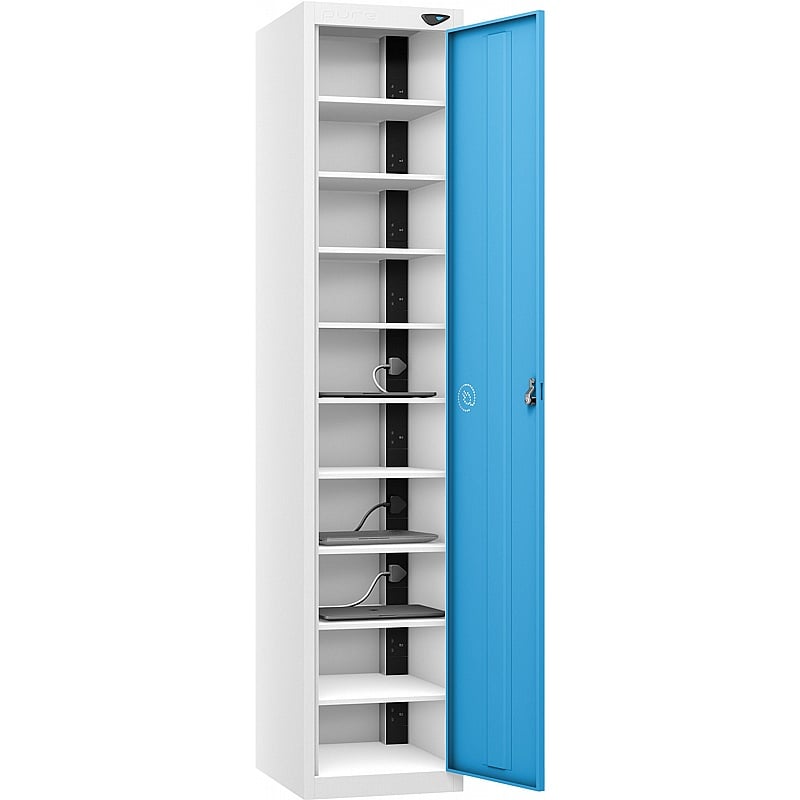 Pure Power 10 Compartment Laptop and Tablet Charging Cupboard with Cam Lock - Office Storage