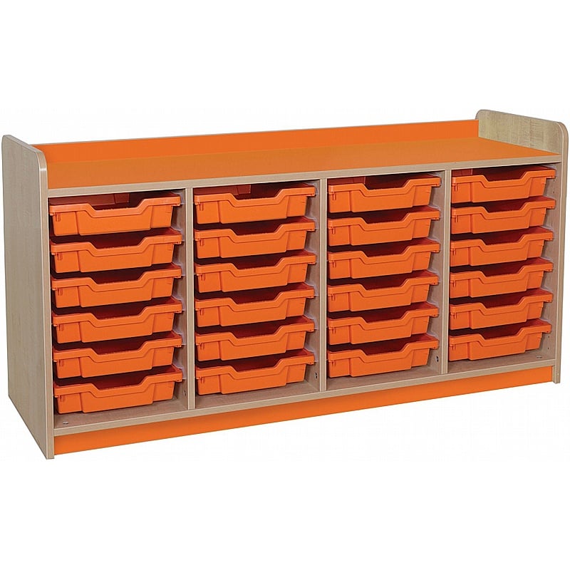 KubbyClass Library Quad Column Shallow Tray Storage Unit - School Furniture