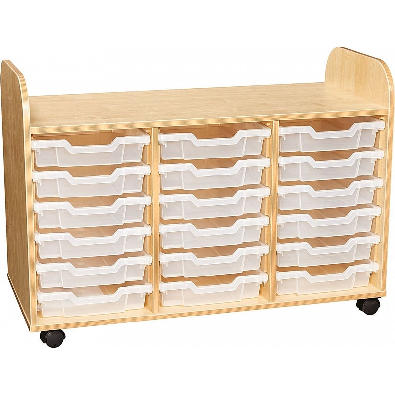 KubbyClass Nursery Triple Column 18 Shallow Tray Storage - School Furniture