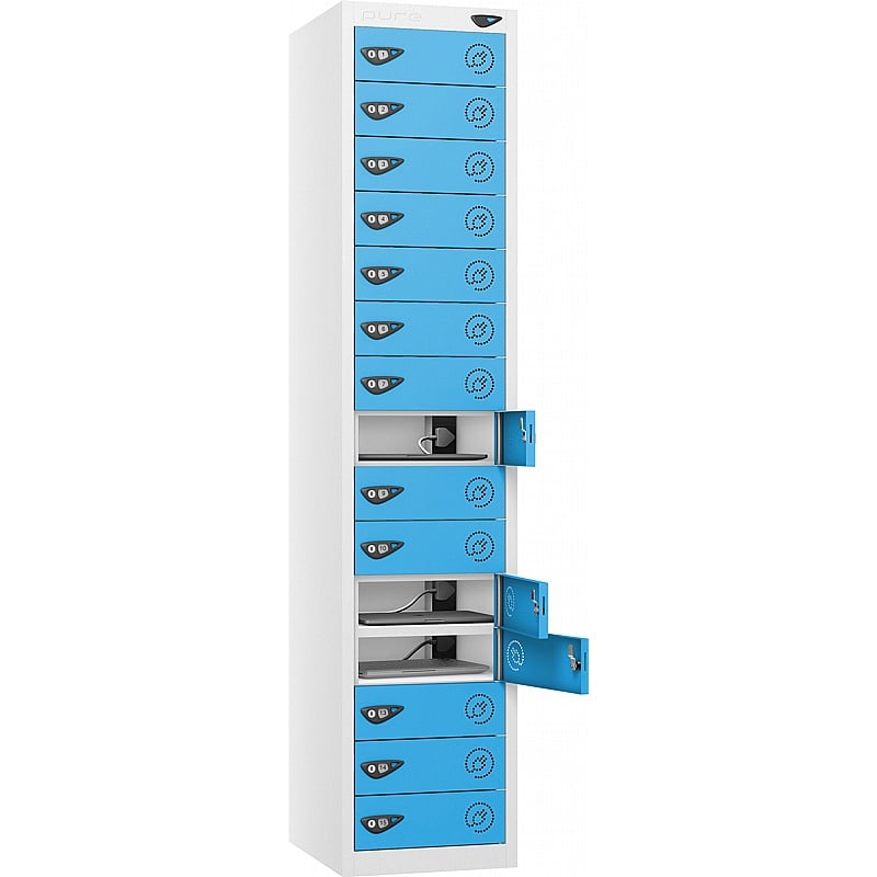 Pure Power 15 Compartment Laptop and Tablet Charging Lockers with Cam Lock - Office Storage