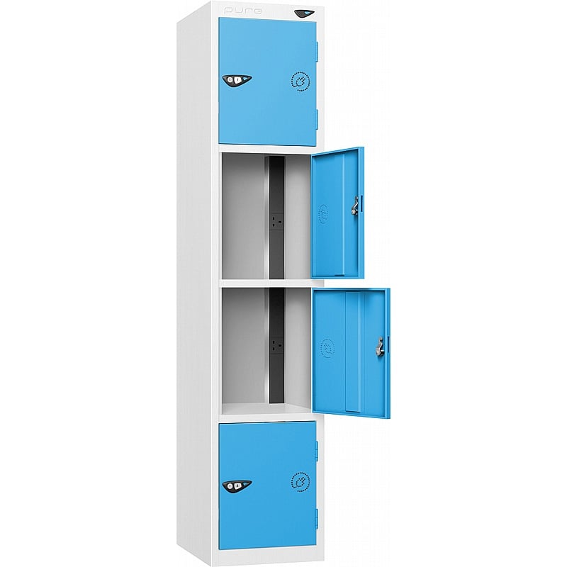 Pure Power 4 Compartment High Capacity Charging Lockers with Cam Lock - Office Storage